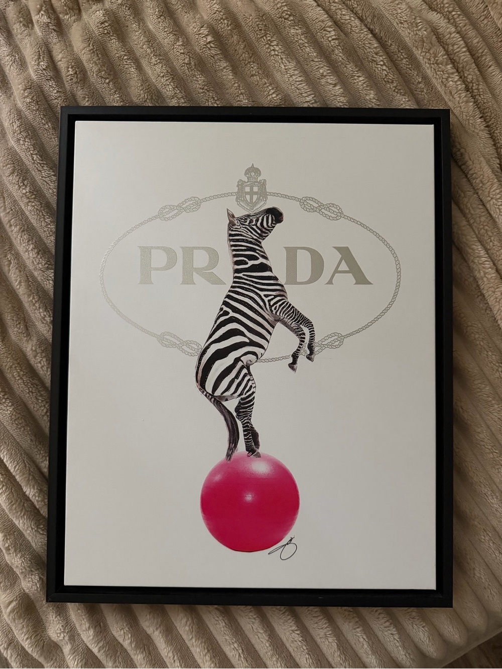 Prada Zebra Art Print with Black, White and Pink